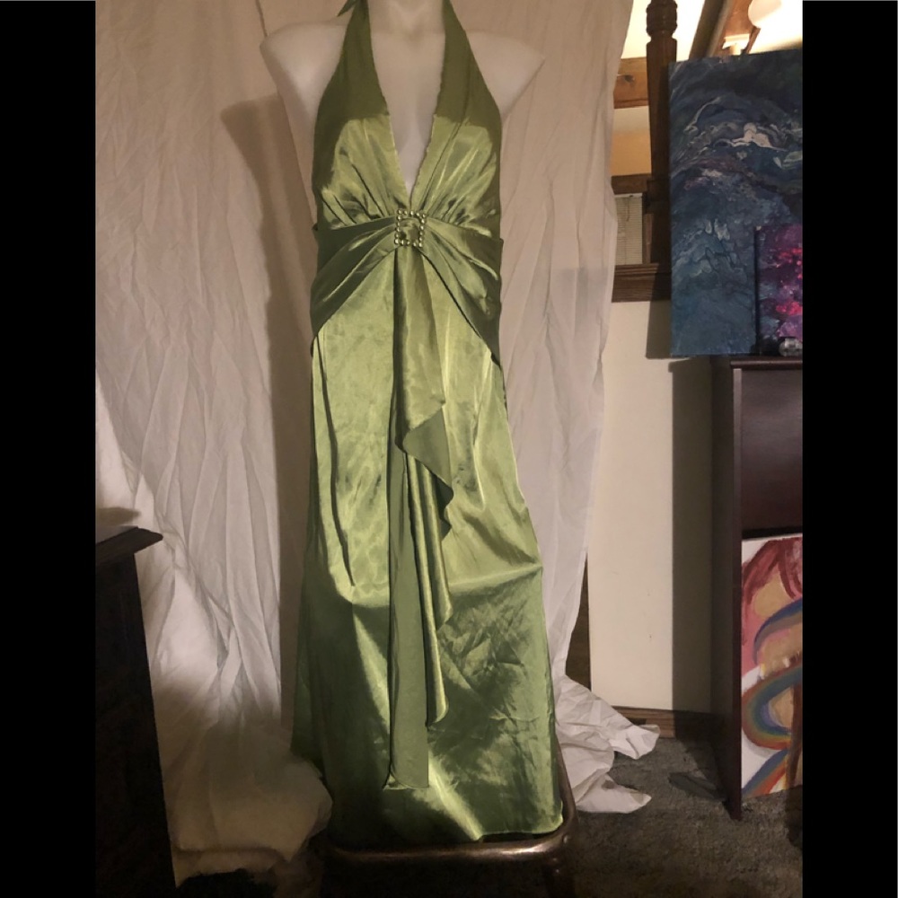Narianna Lime Satin Prom Dress